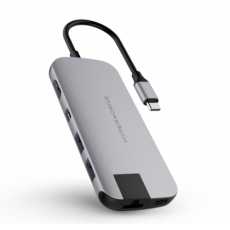 Adapter USB-C Hub HyperDrive SLIM 8-in-1 USB-C (szary)