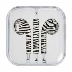 Słuchawki douszne PRZEWODOWE JACK 3.5 mm z mikrofonem (zebra)