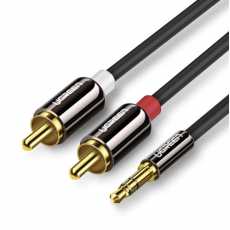 Kabel przewód audio 3,5 mm mini jack - 2RCA 3m (czarny)