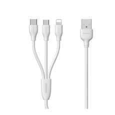 Kabel 3w1 USB - micro USB / Lightning / USB-C 2.4A 1M (biały)
