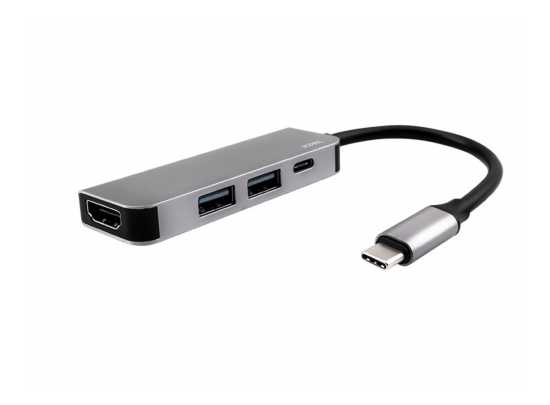 Adapter USB-C JCPAL Linx 4in1USB-C(PD) to 4K HDMI Hub 2xUSB (szary)