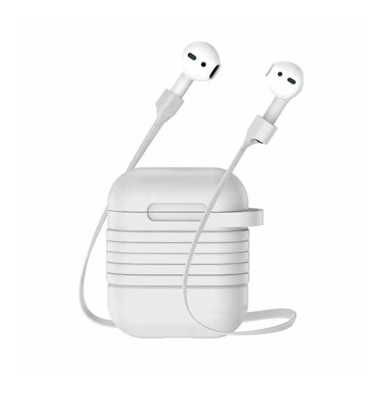 Etui AirPods silikonowe na słuchawki + magnetyczny pasek Apple AirPods szare